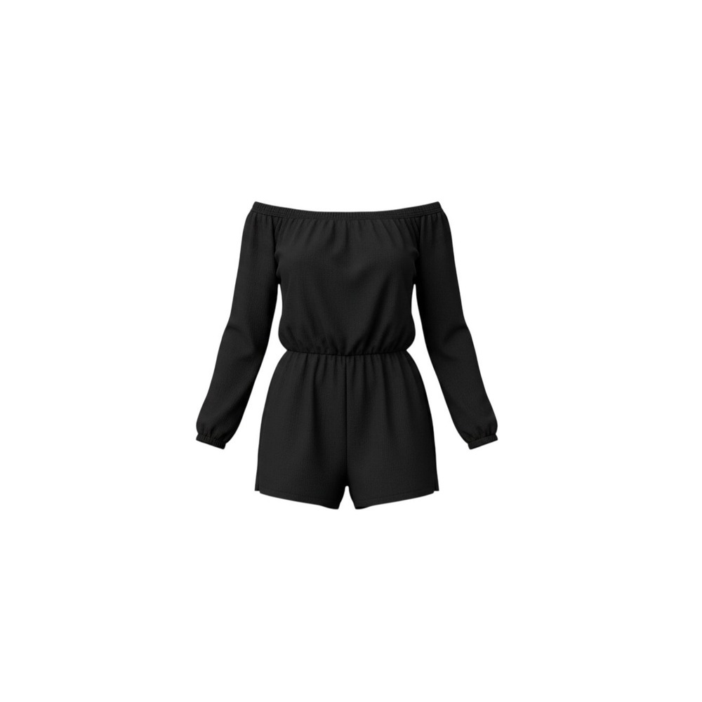 Hot Gal Romper Womens Large Black Off Shoulder Long Sleeve Elastic Waist 20285